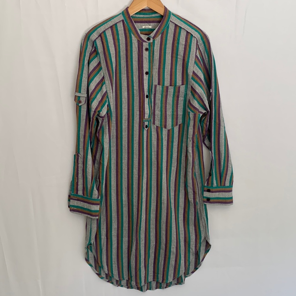 Isabel Marant Striped Midi Dress in Teal, Purple, Brown